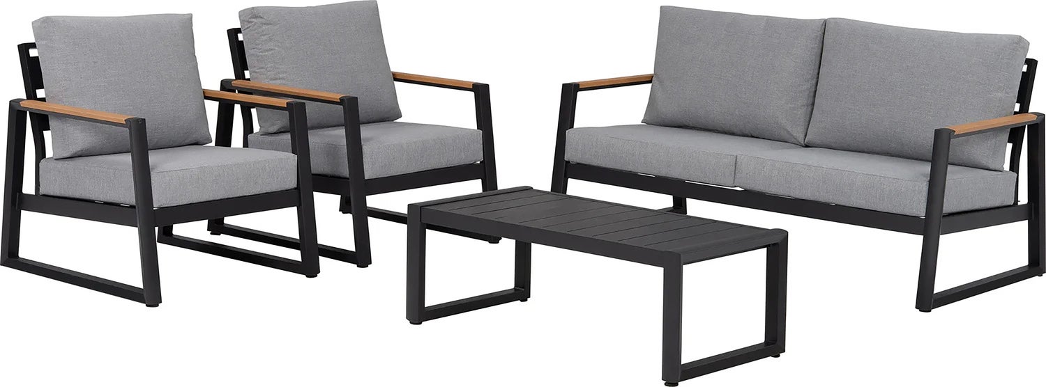 Intratuin 4-zits loungeset Amber zwart