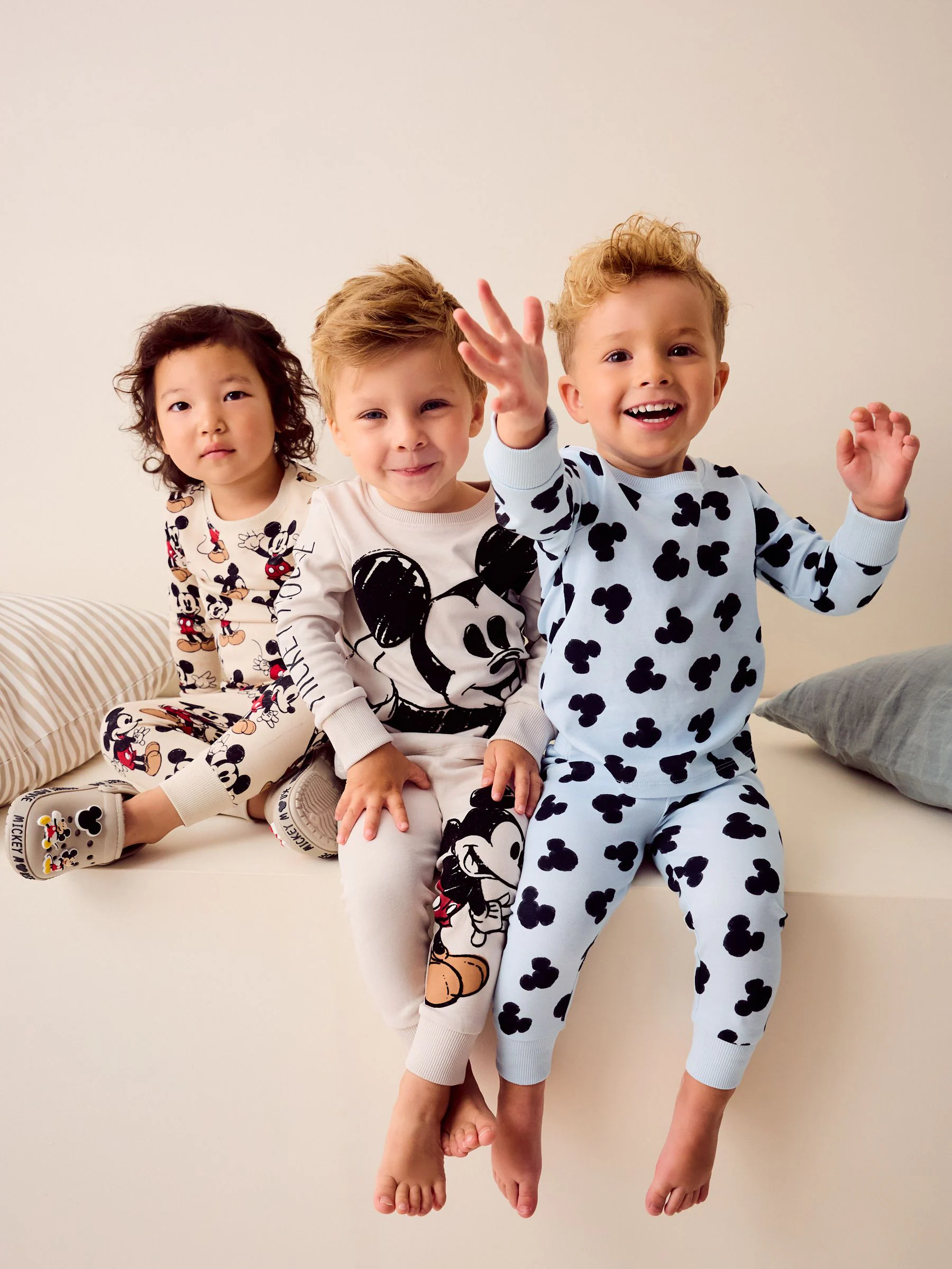 Blauw/ecru Mickey Mouse - Verpakking van 3 knusse pyjama's (9 mnd-10 jr)
