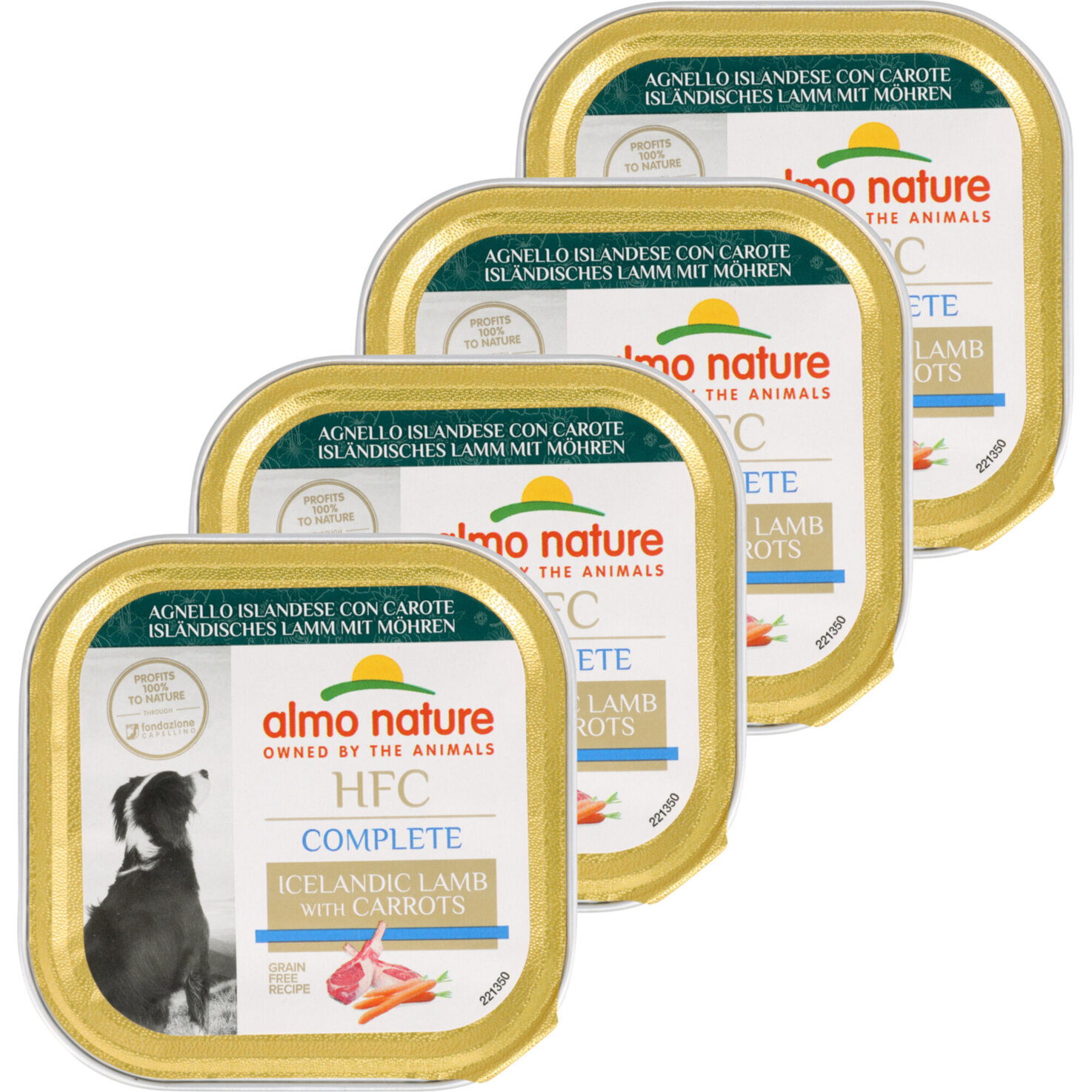Almo Natural Hundefutter Lamm & Karotten 4x 85g