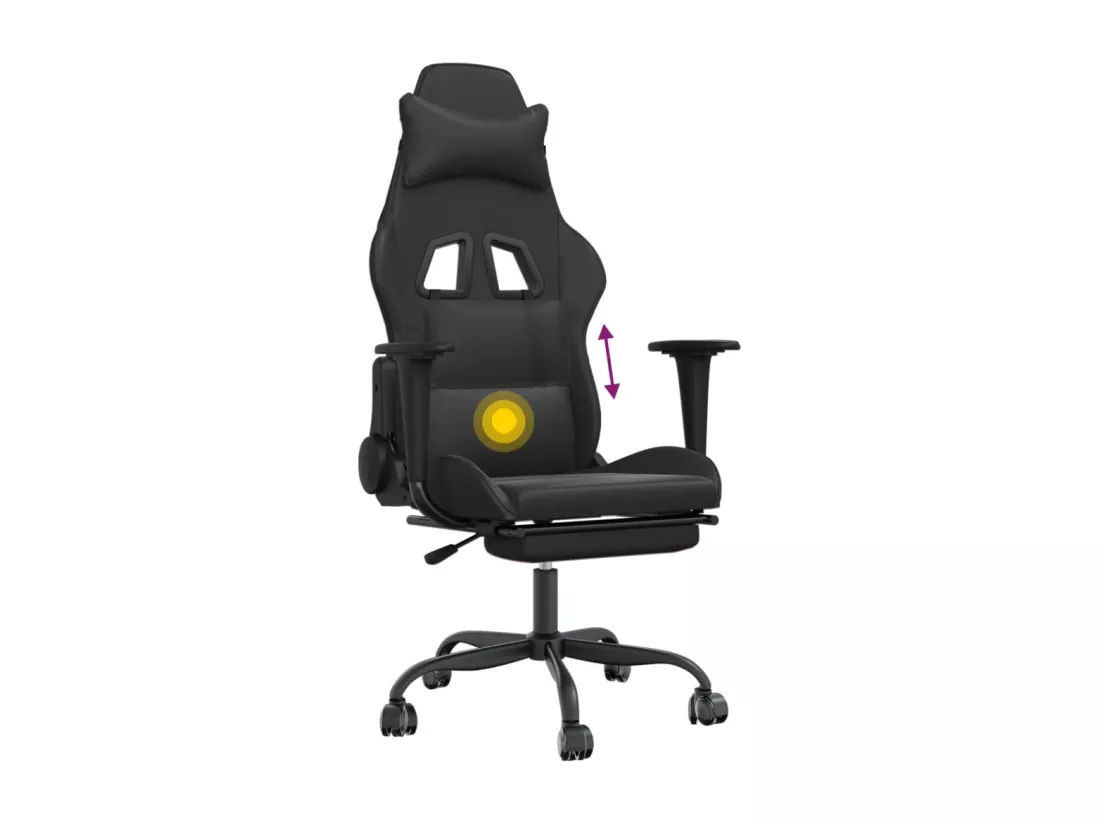 Chaise de jeu de massage avec repose-pied Noir Similicuir