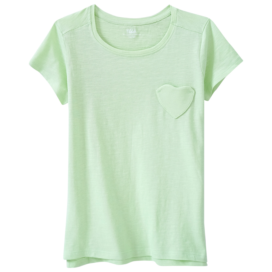 Yigga Mädchen T-Shirt mit Herz-Tasche hellgrün