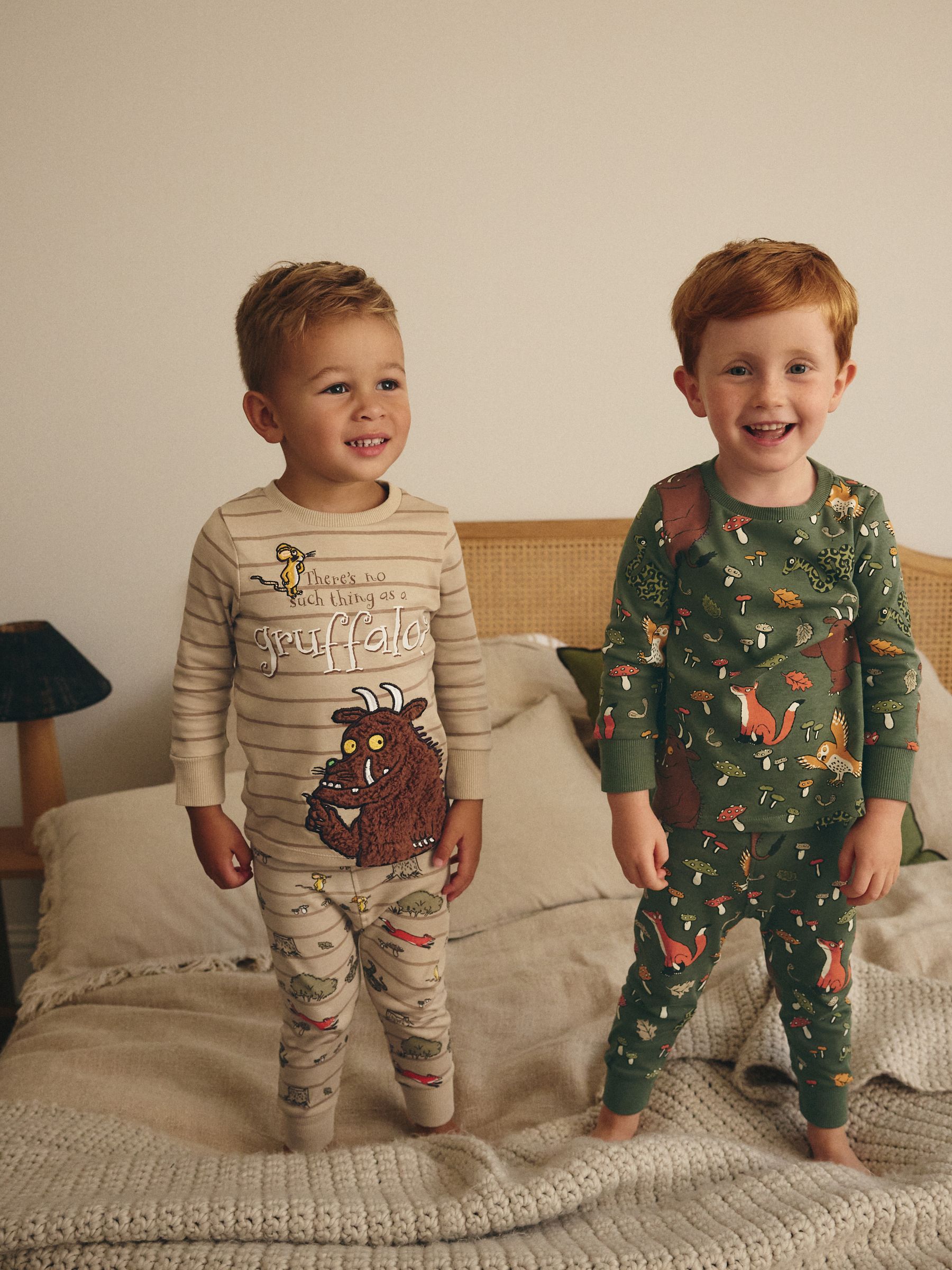 Kaki/Crème Gruffalo - Verpakking van 2 knusse pyjama's (9 mnd-9 jr)
