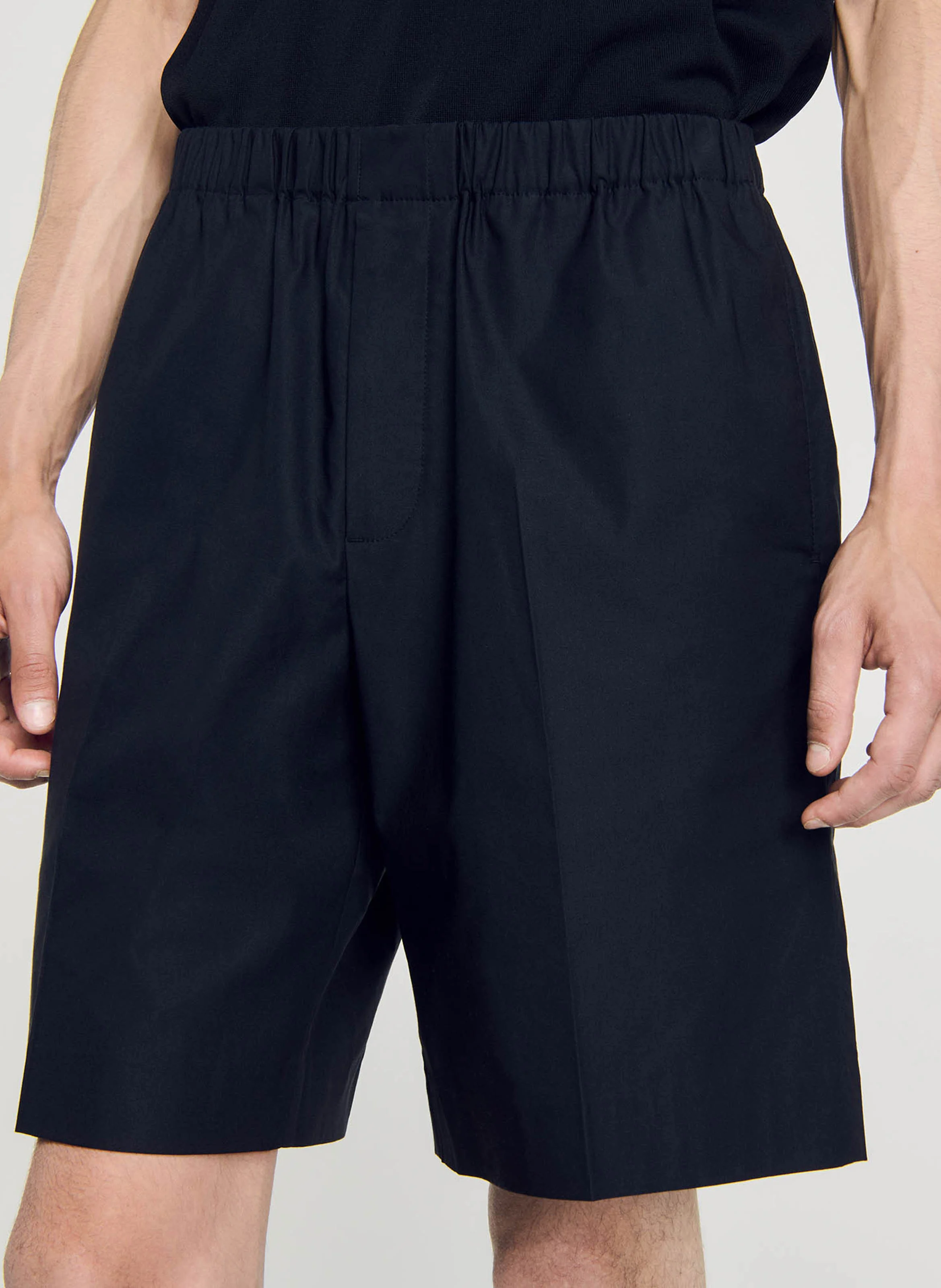 Short droit en coton mélangé | Noir