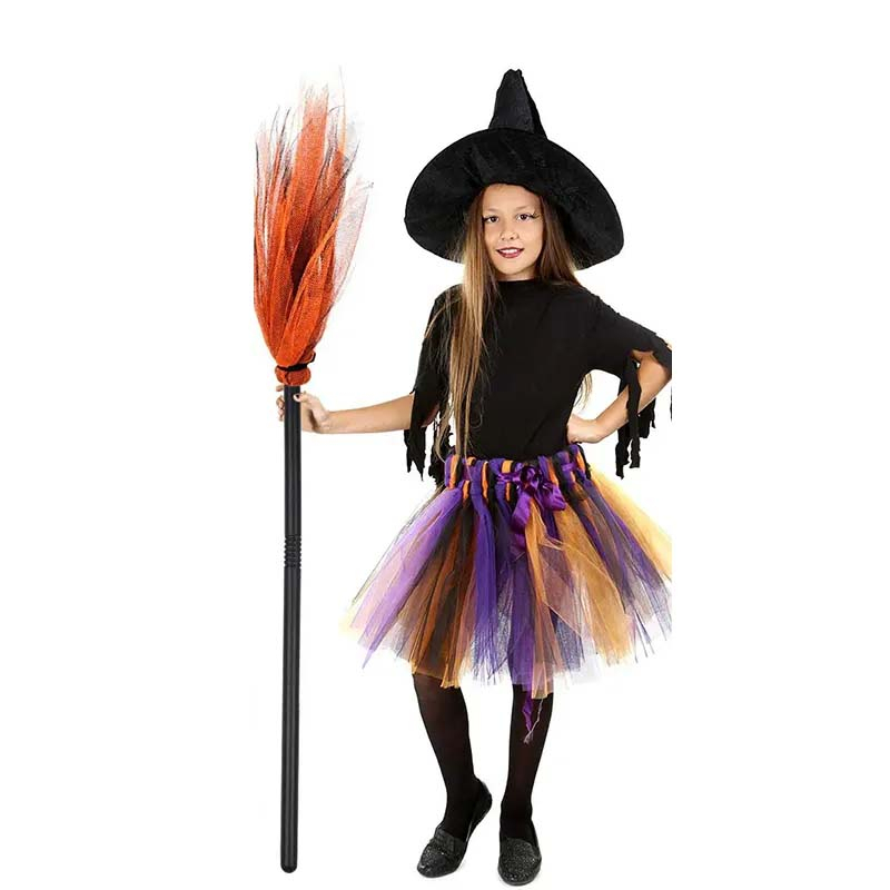 (82cm) Hexen Besen Fasnachts Kostüm Zubehör Motto Party Accessoire Halloween Foto Requisite - Orange