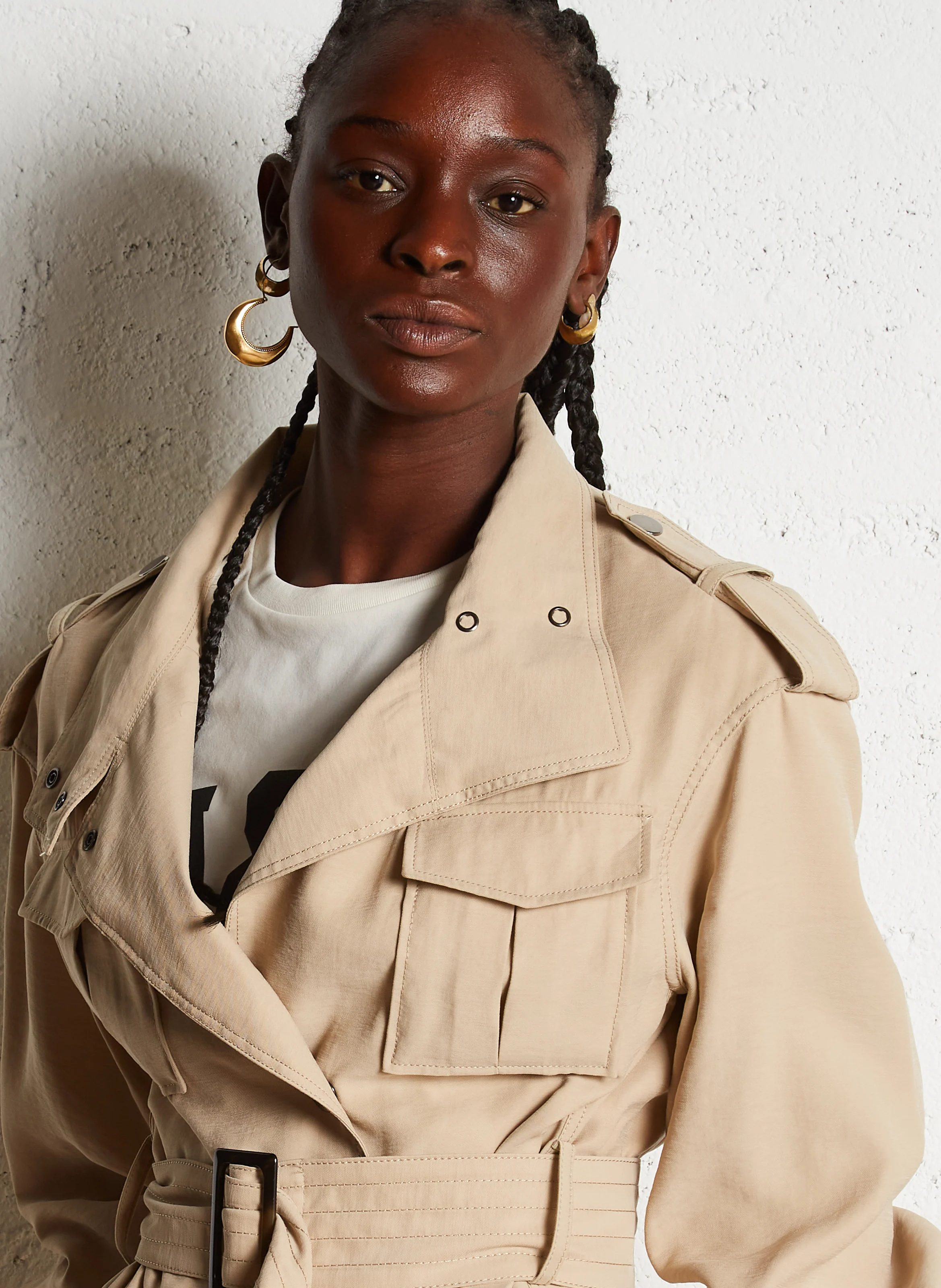 LISON - Veste légère droite à col montant | Beige