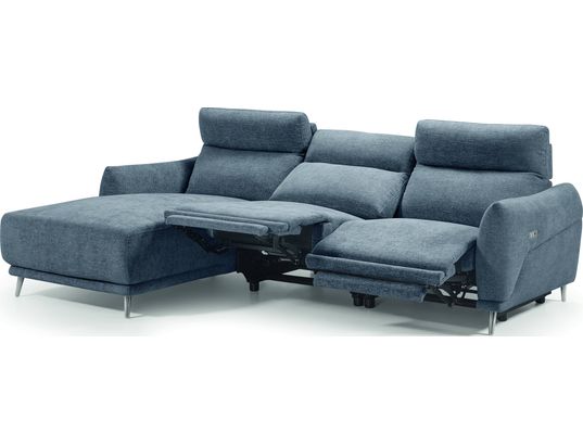 CONCEPT1 - Canapé tissu Munich 2 relax électrique bleu angle gauche