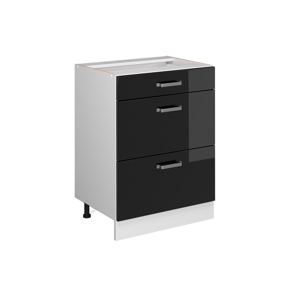 Vicco Schubladenunterschrank Küchenschrank R-Line Solid Weiß Schwarz 60 cm modern