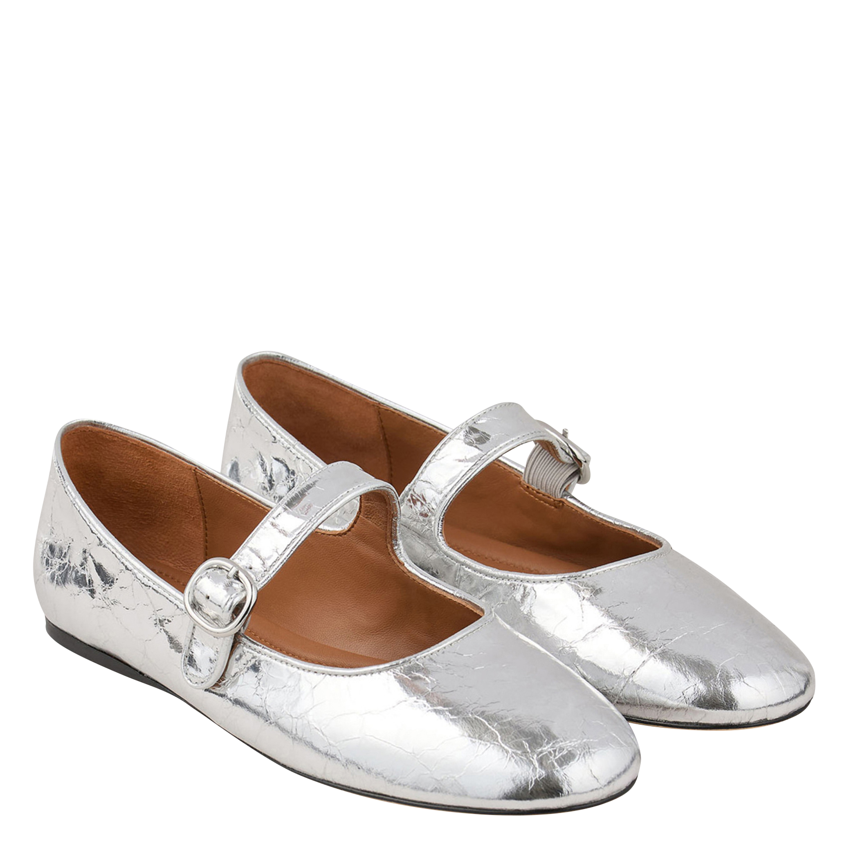 Ballerine brillante aspect froissé| Argent
