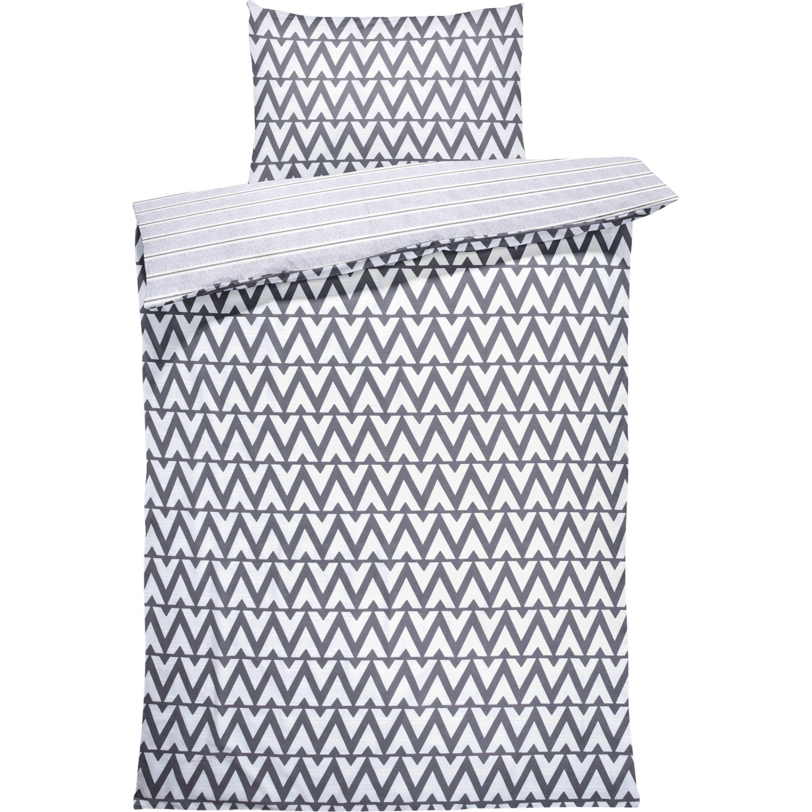 Bettwäsche Satin Twill Muster grau weiss