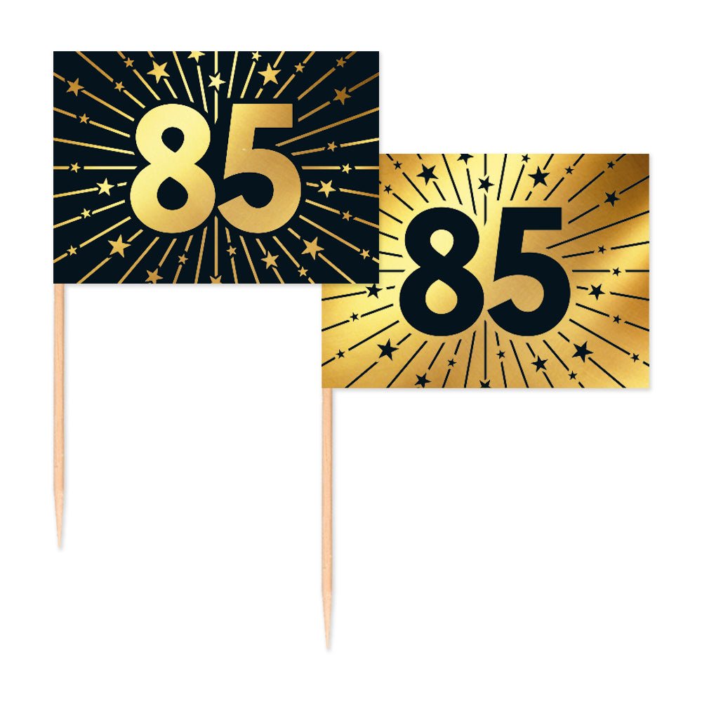 85 Jaar Cocktailprikkers Goud Zwart 50st