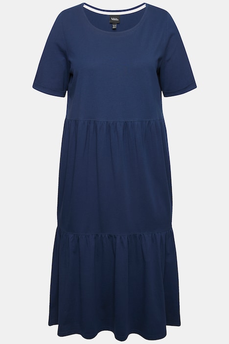 Jersey-Midikleid, A-Linie, Rundhals, Halbarm