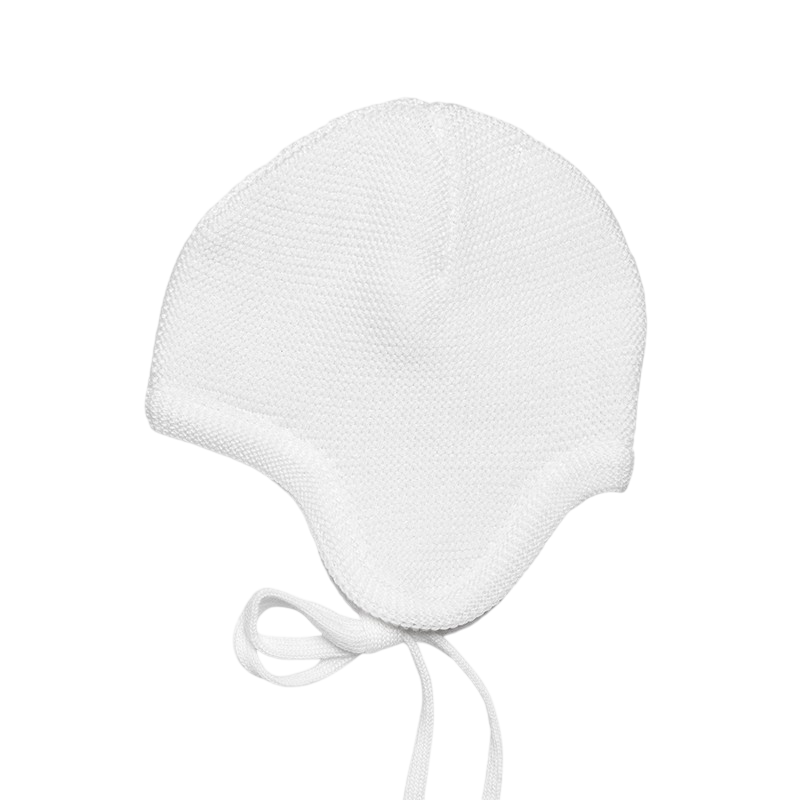 Mütze Merinowolle mit Ohren wollweiss