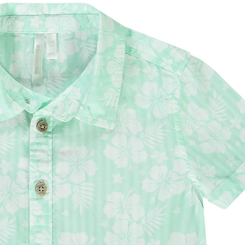 Chemise manches courtes imprimé hibiscus pour bébé garçon - Vert
