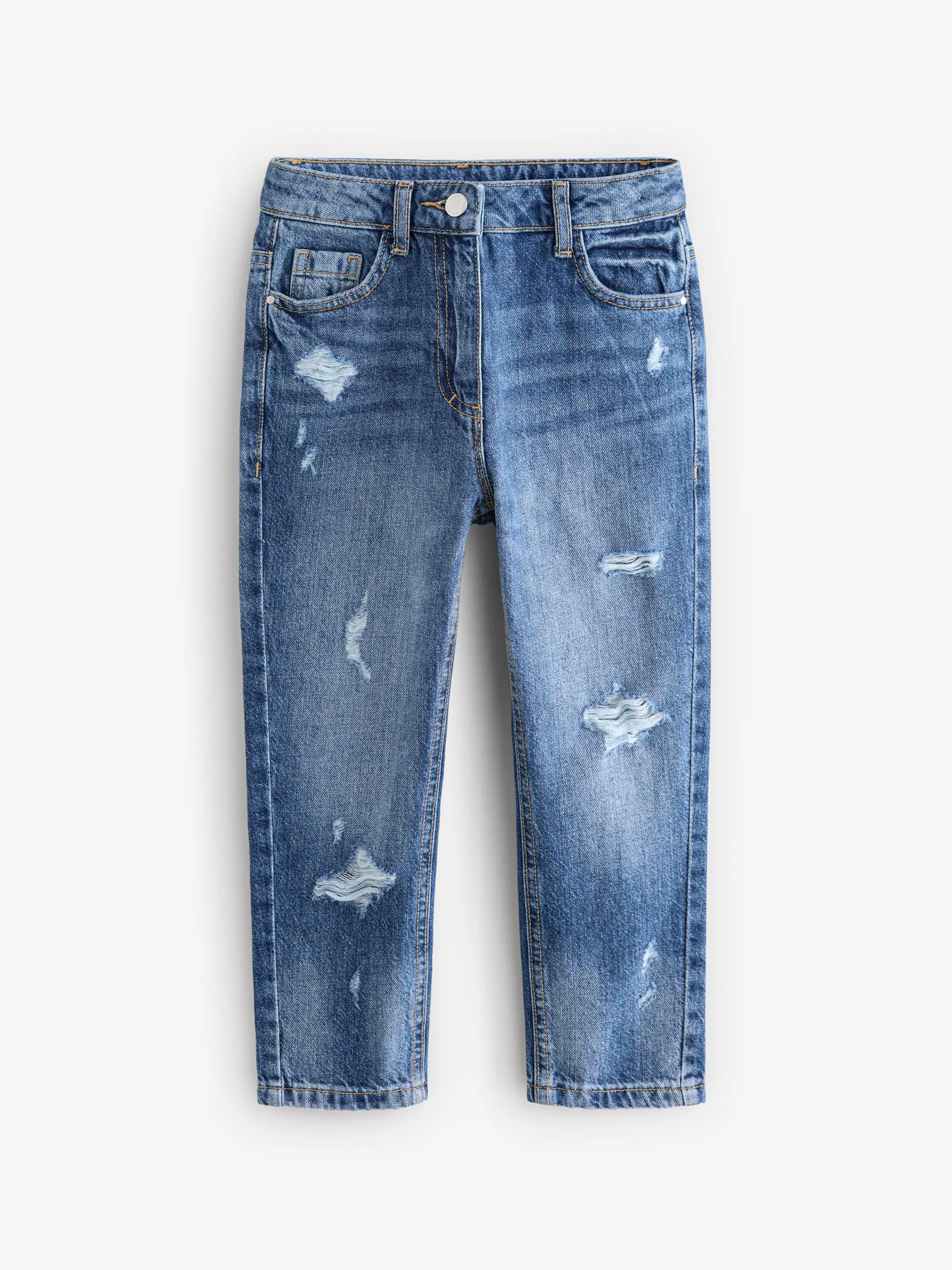 Blauwe denim - Mom 100% katoenen jeans (3-16jaar)