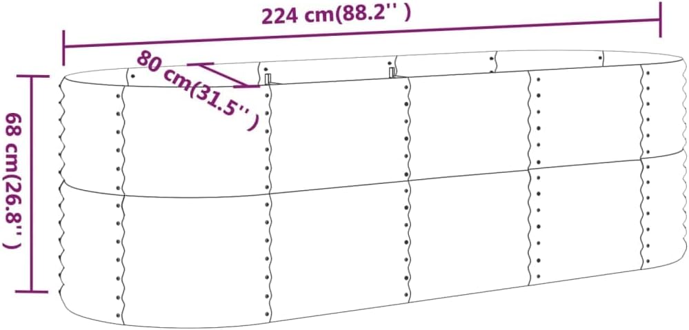 Hochbeet Pulverbeschichteter Stahl 224x80x68 cm Grün