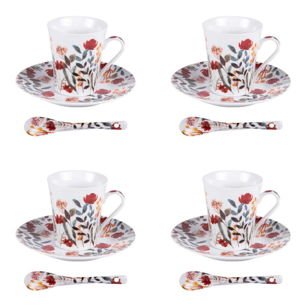 Coffret 4 tasses avec cuillères 16 cl Flor Table passion