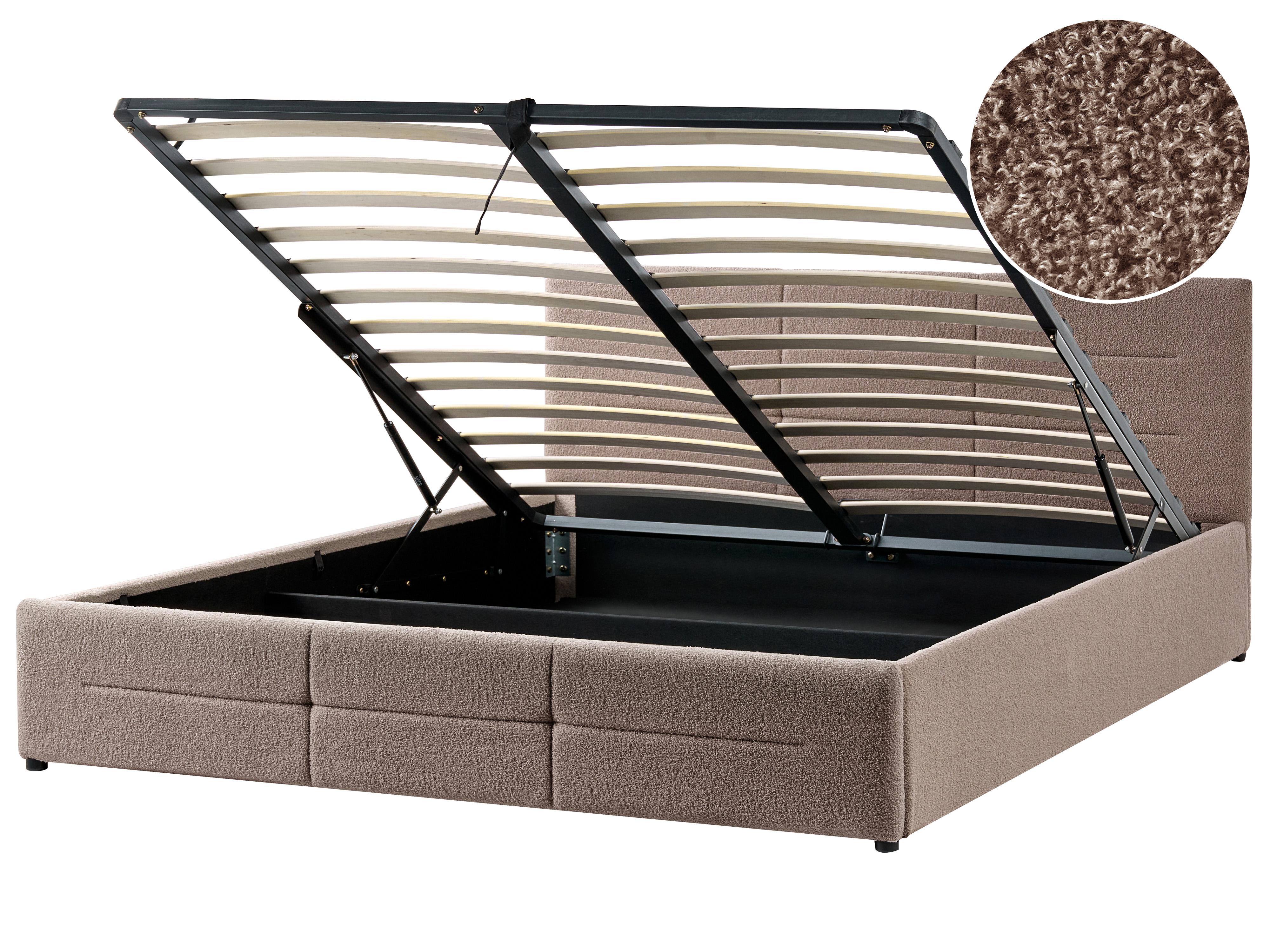 Bed met opbergruimte Bouclé MASSOGNES 180 x 200 cm Taupe