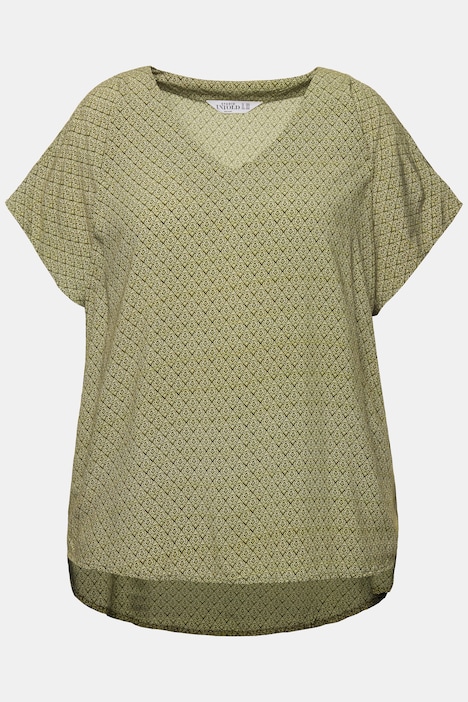 Blusenshirt, oversized, Minimal Print, V-Ausschnitt