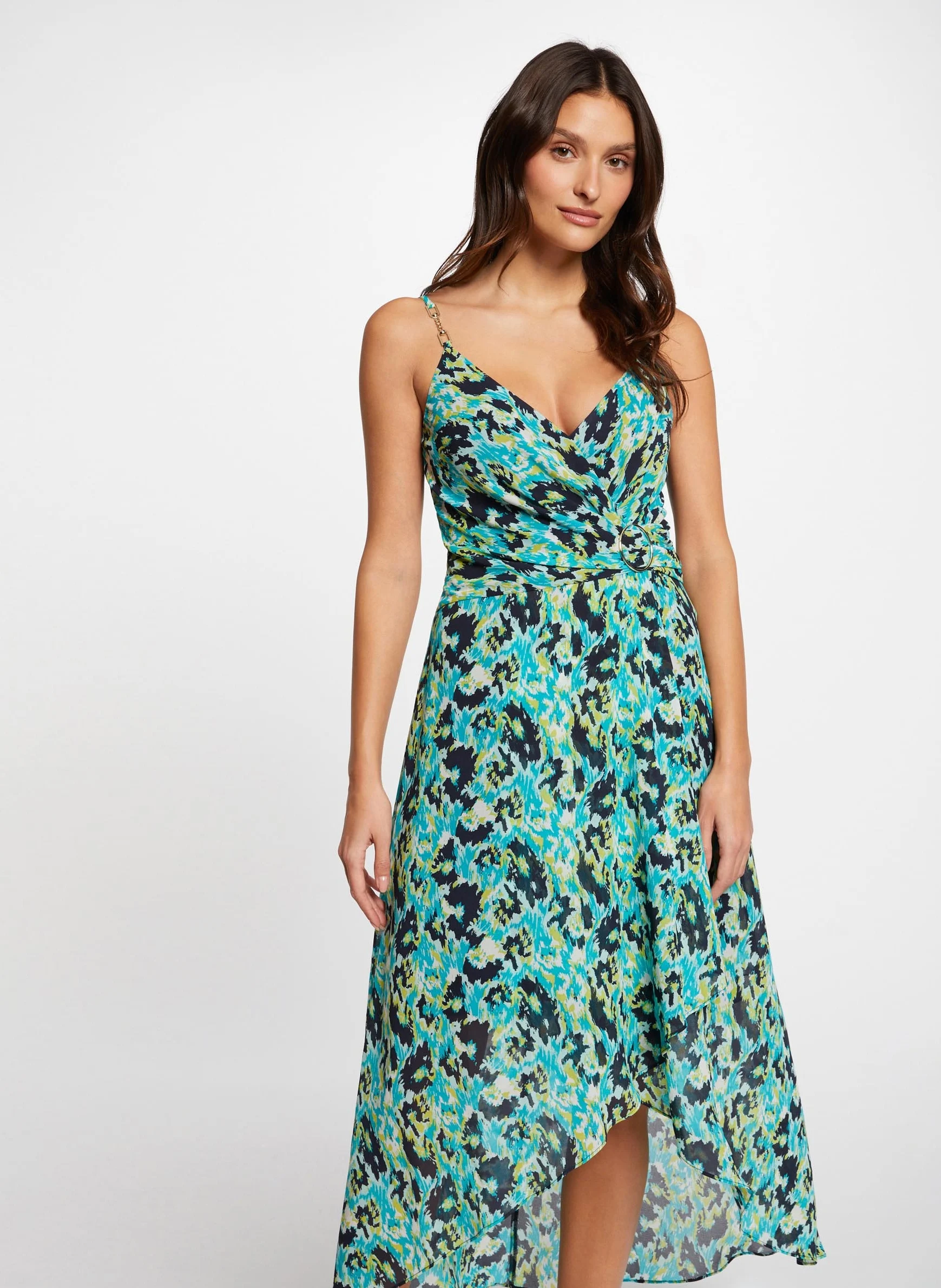 REUILLA - Robe longue ceinturée à bretelles | Vert