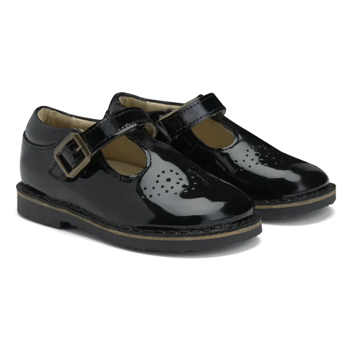 Young Soles Babies Scratchs T-Bar Patent Penny  | Noir