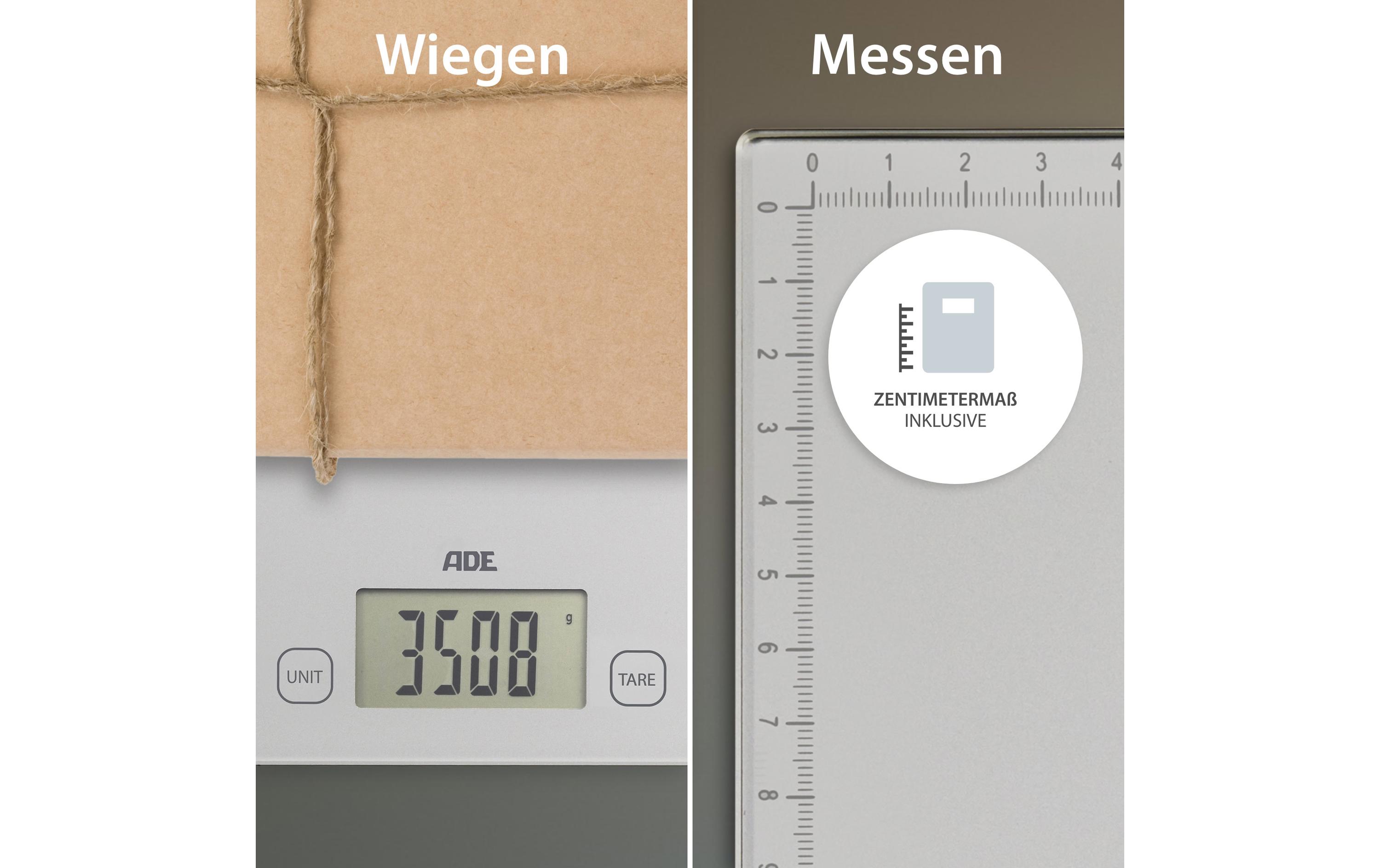Küchenwaage Bridget digital SilberDigitale Waage mit Zentimetermass Bridget