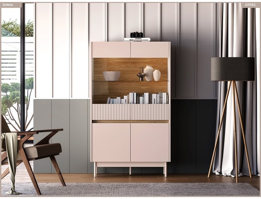 OTITEC - Armoire vitrine - l.92 x h.156 x p.40 cm - dunia