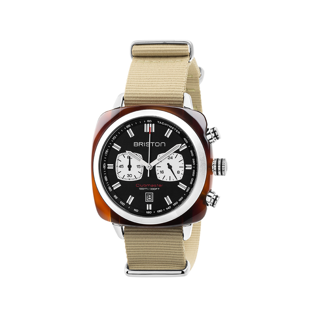 Montre BRISTON clubmaster sport homme bracelet tissu vert kaki