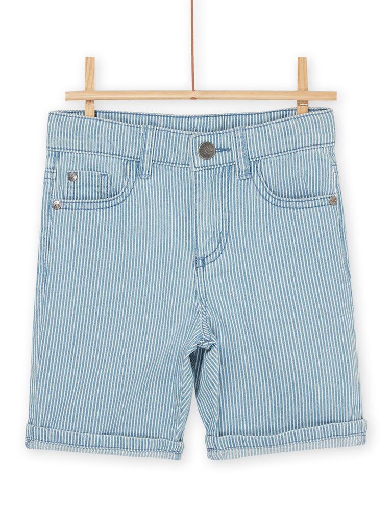 Bermuda en jean denim clair à imprimé à rayures