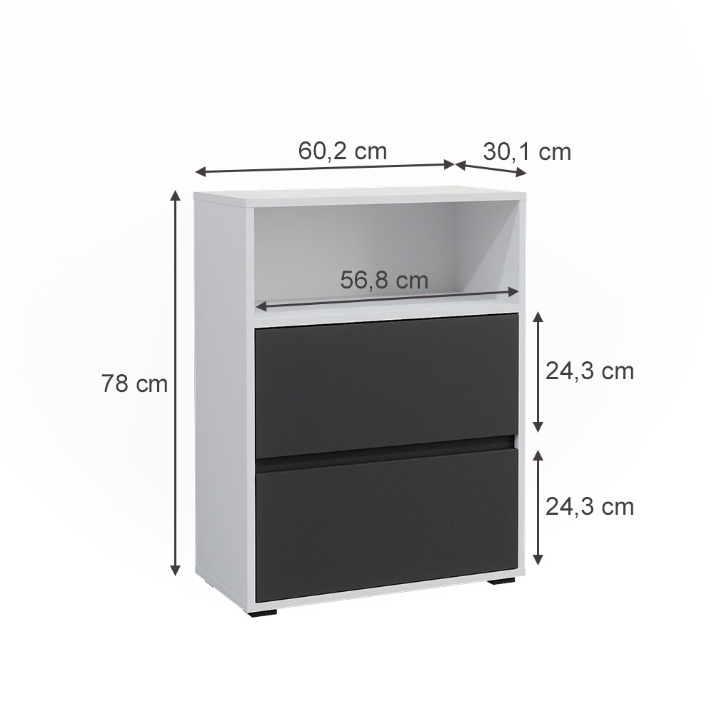 Vicco Midischrank Maltin Weiß Anthrazit 60 x 30 cm Badezimmer