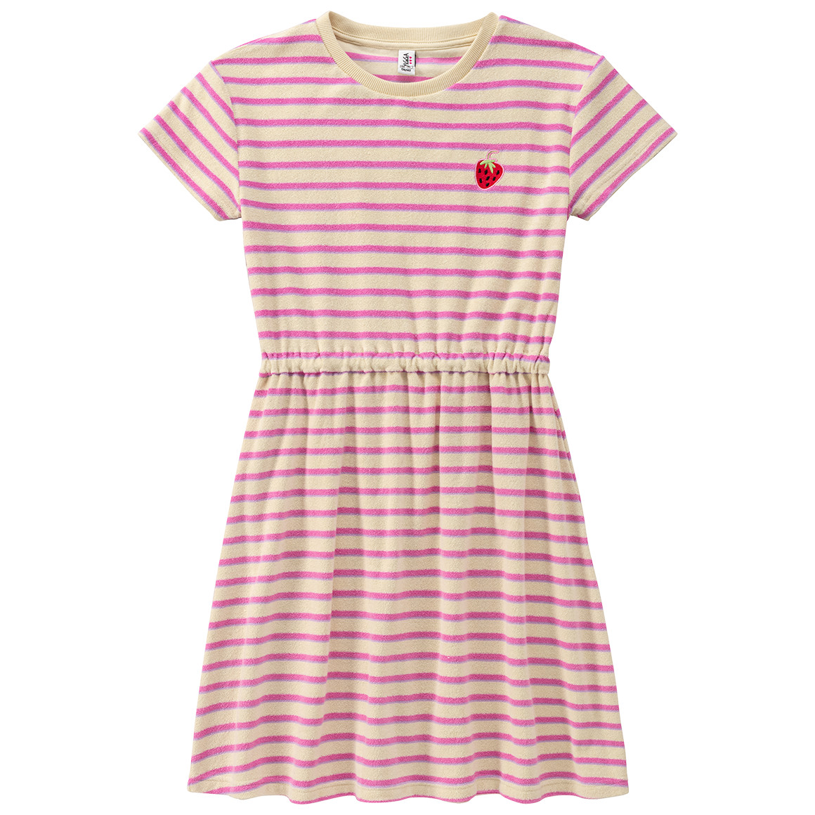 Yigga Mädchen Frottee-Kleid mit Streifen pink / creme