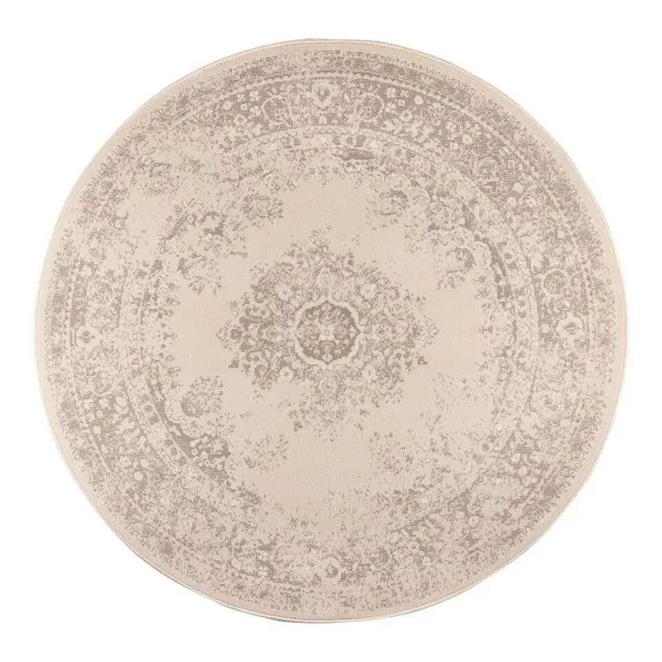 Interieur05 rond vloerkleed Keshan zand/beige - 240 x 240 cm