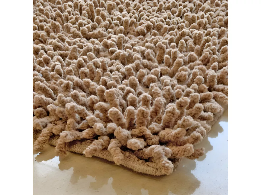 Tapis de salle de bain 40 x 60 cm en coton chenille beige - NAPOLEON
