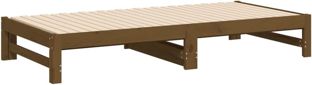 vidaXL Tagesbett Ausziehbar Honigbraun 2x(90x190) cm Massivholz Kiefer