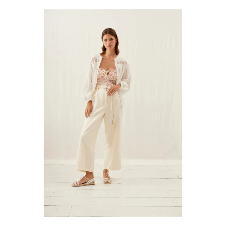 Louise Misha Pantalon Abuela Coton et Lin - Collection Femme | Crème