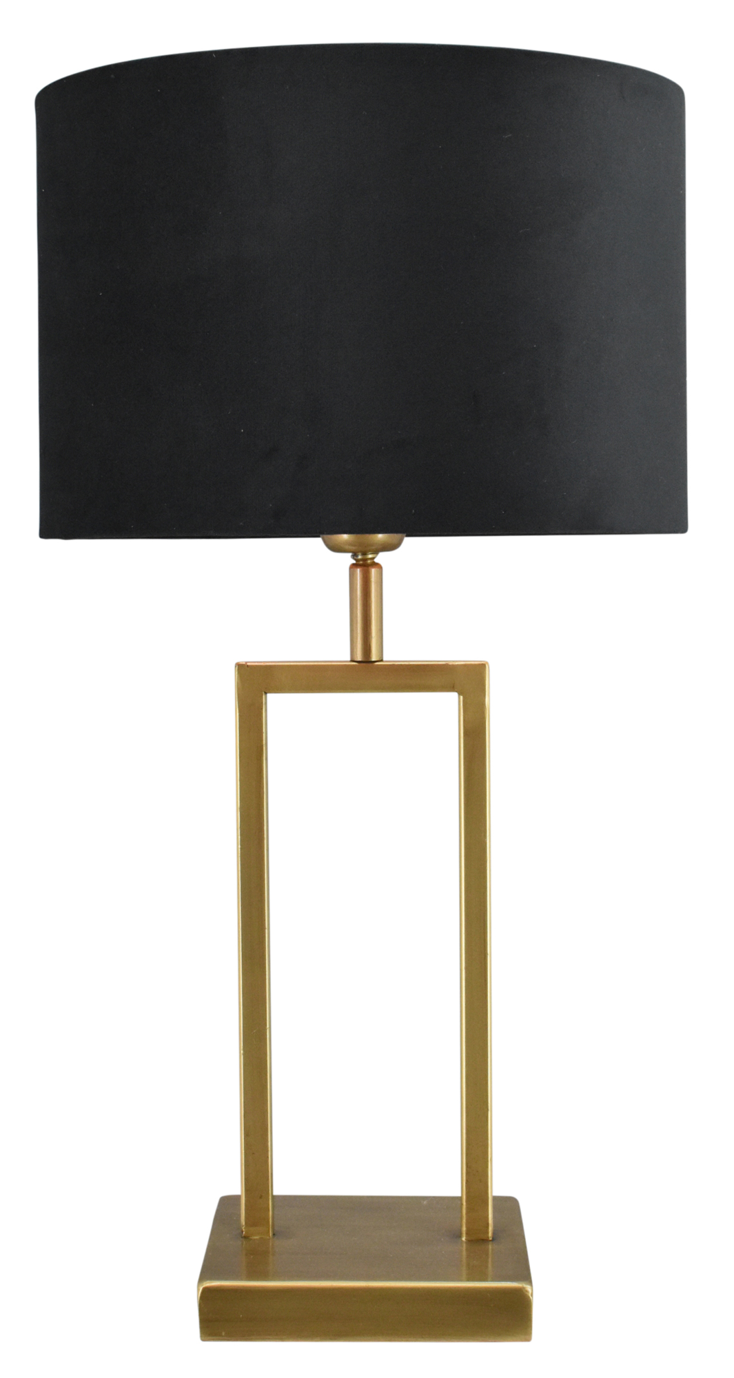 Tafellamp Veneto klein brons + kap 30/30/20 Alice velours zwart ( gouden binnenkant )