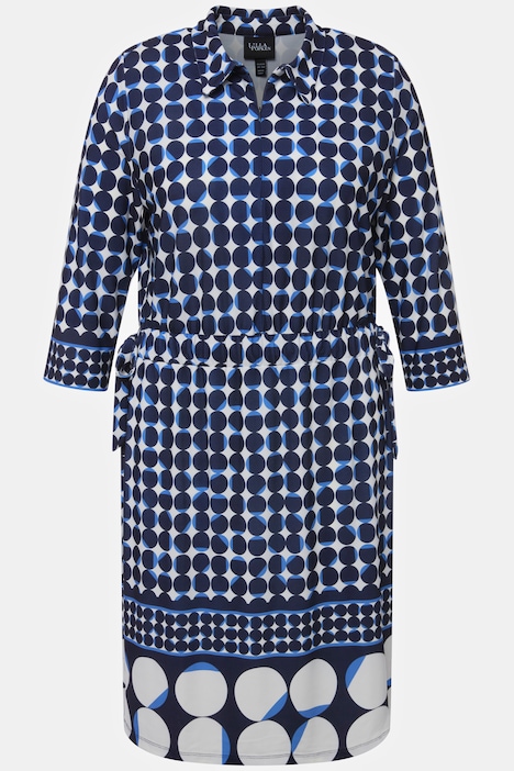 Midikleid, Punkte-Mix, Hemdkragen, 3/4-Arm