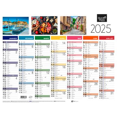Quo Vadis - Calendrier Fantaisie 7 mois par face - 43 x 33,5 cm - Tradition