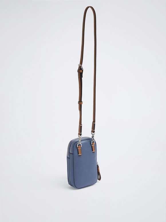 Bolsa para celular com detalhe perfurado - Azul