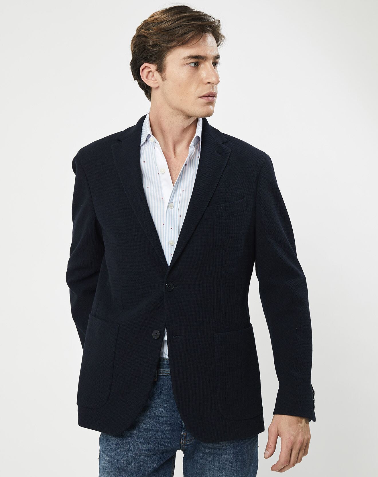 Hackett London Veste  en tricot unie bleu marine