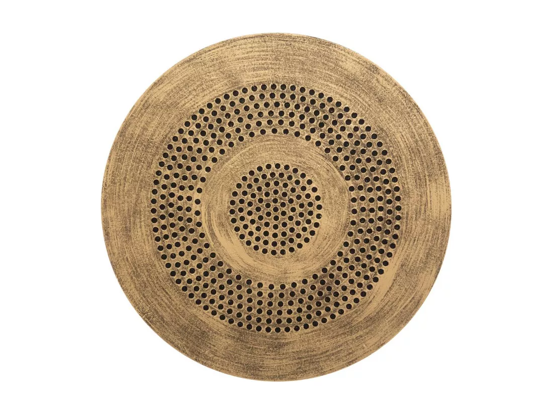 Lot de 2 Tables d'appoint pied en métal et plateau en Bois déco Ethnique