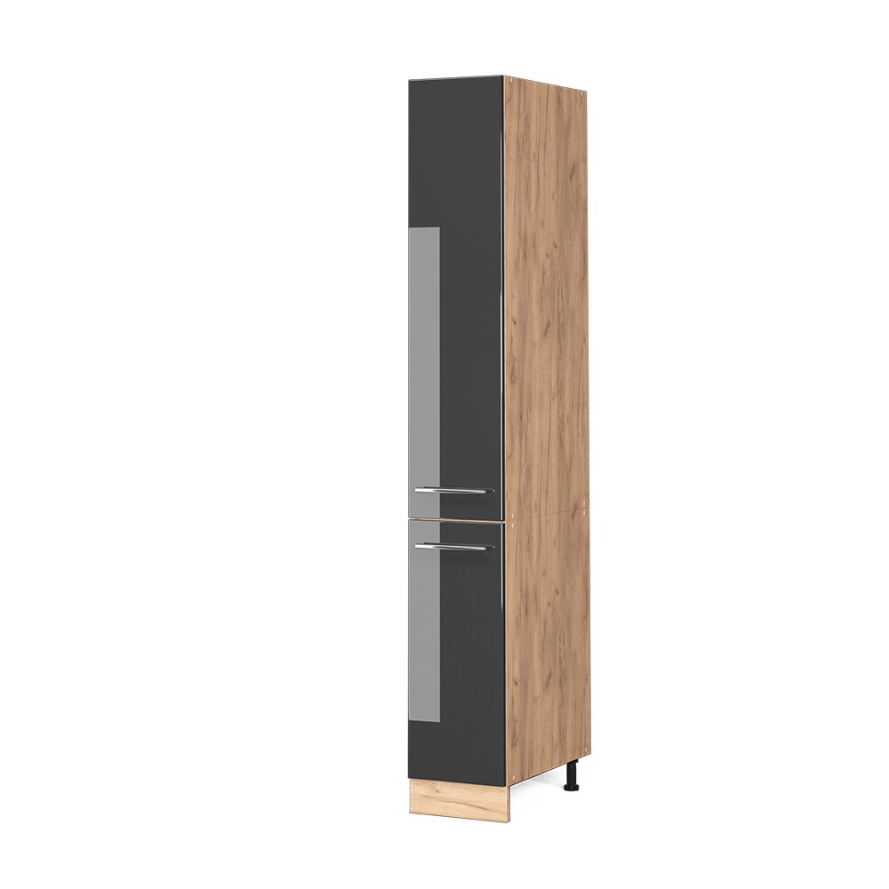 Vicco Apothekerhochschrank Küchenschrank Küchenmöbel Fame-Line Eiche Anthrazit modern 30 cm Küche Einbauküche Einschübe Aufbewahrung Küchenzeile Hochglanz