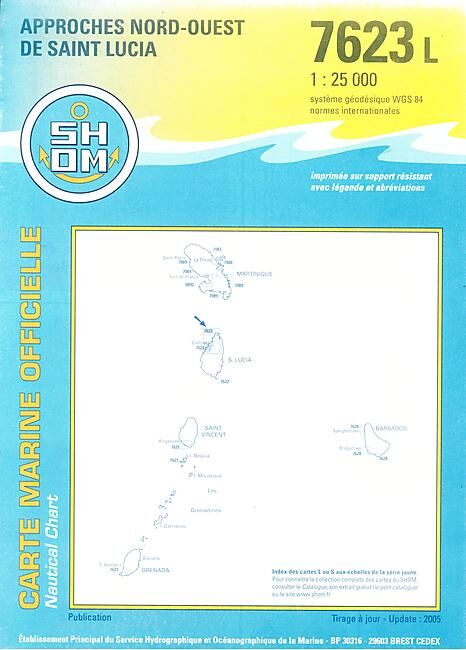 EPSHOM - 7623L APPROCHES NORD OUEST DE ST LUCIA
