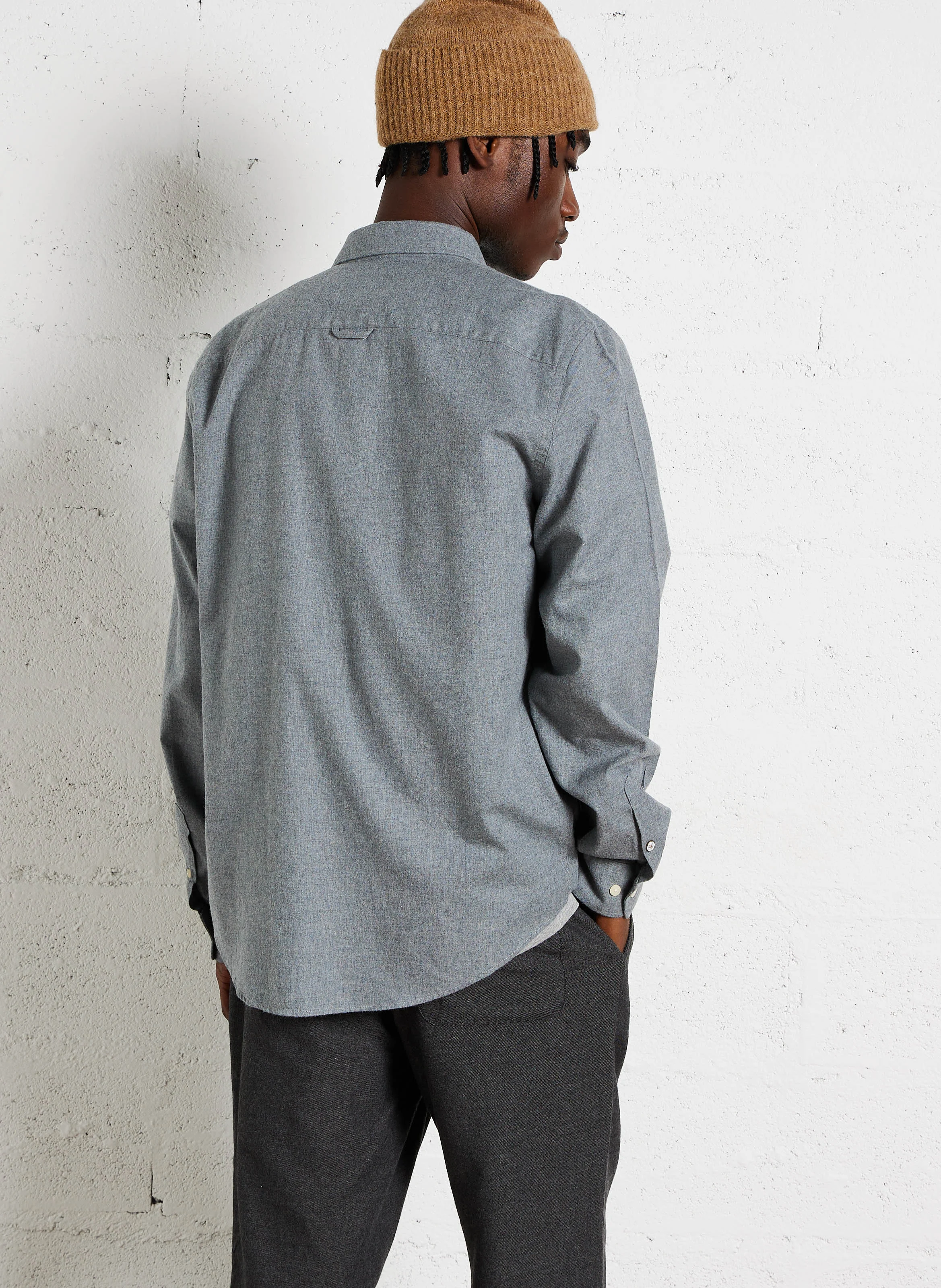 PARIS - Chemise droite col classique en coton mélangé| Gris