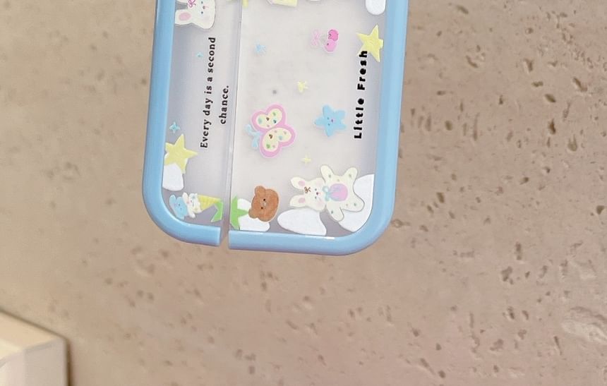 Tondephiry - Beschermhoesje voor oordopjes met beer/konijn in cartoonstijl voor AirPods 1e generatie en 2e generatie, Pro, Pro 2, Pro 3
