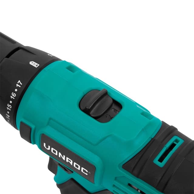 VONROC Boremaskine 12V | Batteri – Akku | Inkl. Akku, USB-C-oplader og bor- og bitsæt med 16 dele
