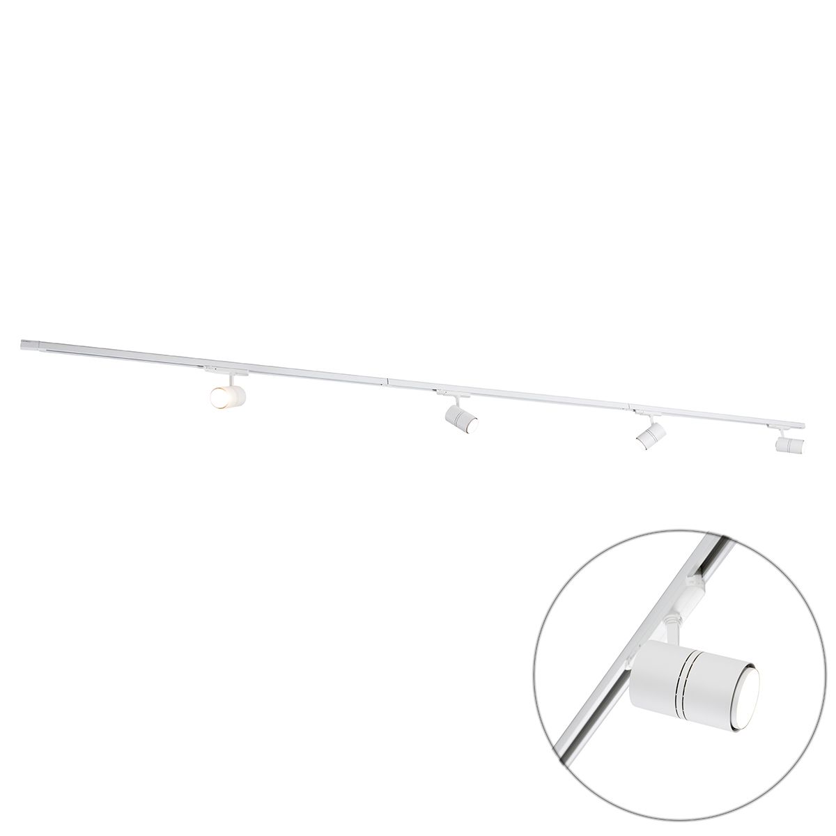 Modern 3-fase railsysteem met 4 spots wit - 3-Phase Ruler