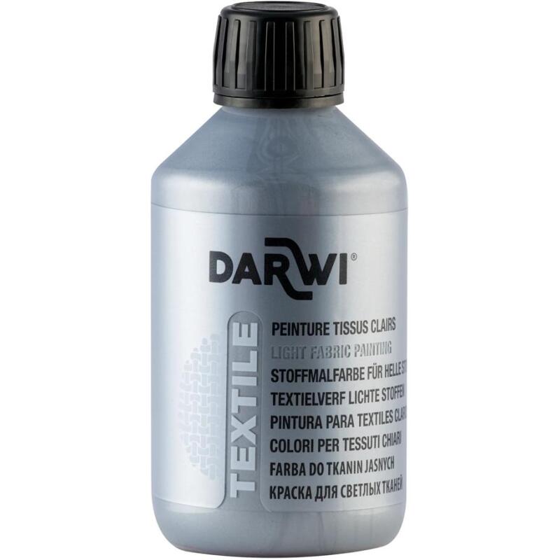 DARWI Flacon de 250 ml de Peinture Textile Métallique - Argent