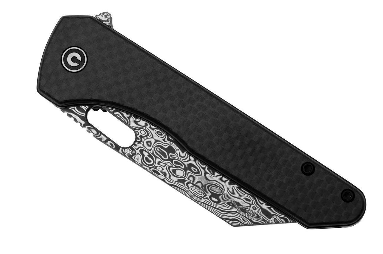 Civivi Nugz C23060-DS1 Damascus, Twill Carbon Fiber Overlay, Black G10 zakmes, Matthew Wehrwein design