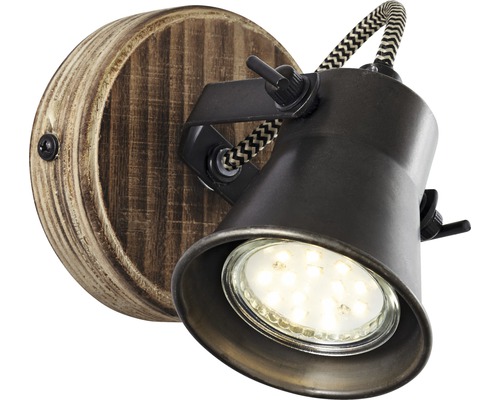 Wandspot, 1-lichts, HxB 13x9,5 cm, bruin/zwart