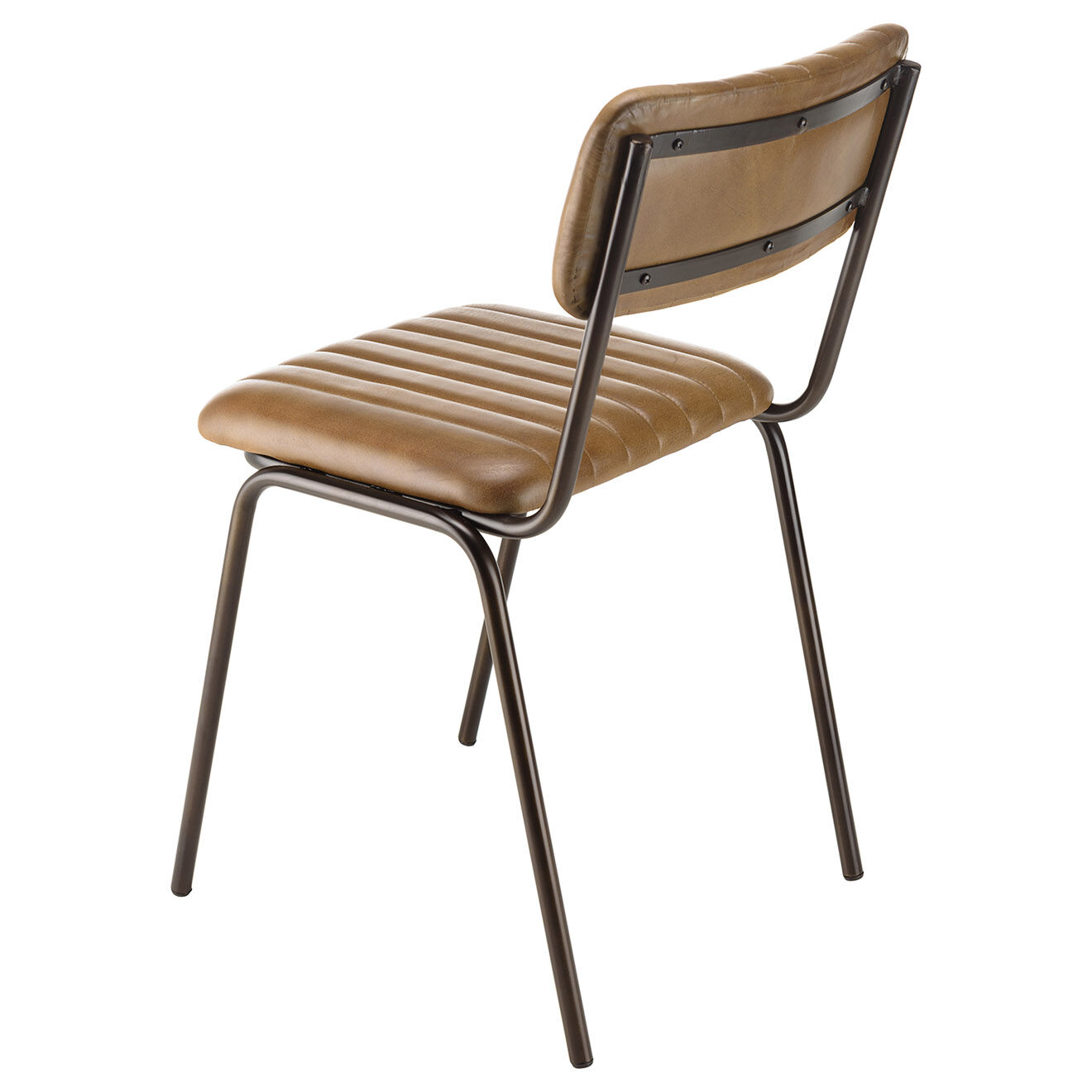 Macabane 2 Chaises assise et dossier matelassés en Cuir marron - 44x51x79 cm